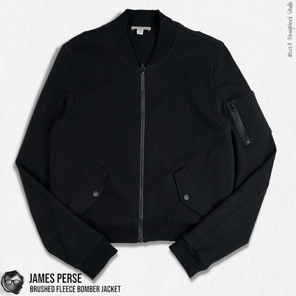 JAMES PERSE BRUSHED FLEECE BOMBER JACKET IN BLACK WOMEN’S SIZE 4 / XL COTTON